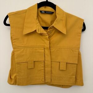 Zara cropped Mustard Yellow Sleeveless Vest